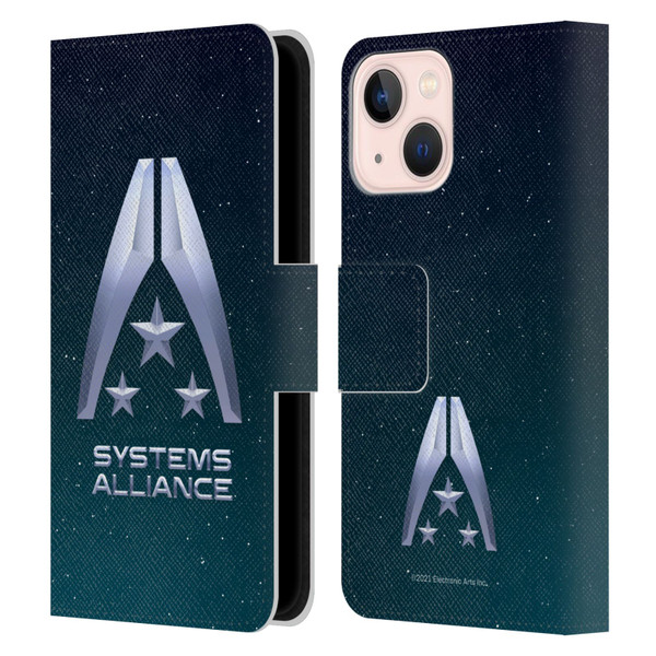EA Bioware Mass Effect Graphics Systems Alliance Logo Leather Book Wallet Case Cover For Apple iPhone 13 Mini