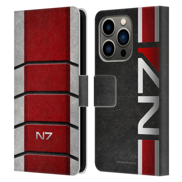 EA Bioware Mass Effect Graphics N7 Logo Armor Leather Book Wallet Case Cover For Apple iPhone 14 Pro