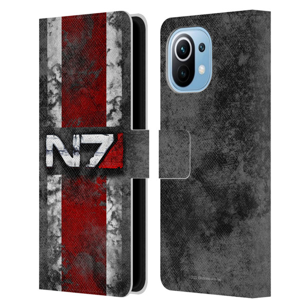 EA Bioware Mass Effect Graphics N7 Logo Distressed Leather Book Wallet Case Cover For Xiaomi Mi 11