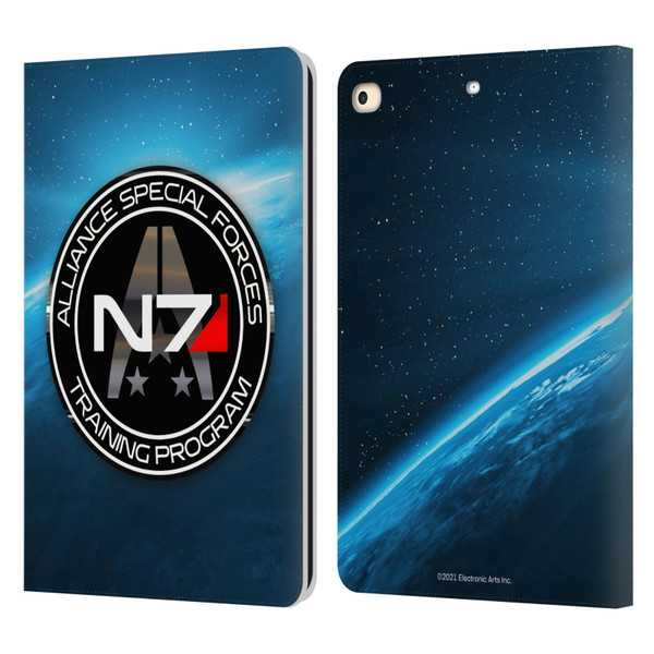 EA Bioware Mass Effect 3 Badges And Logos N7 Training Program Leather Book Wallet Case Cover For Apple iPad 9.7 2017 / iPad 9.7 2018