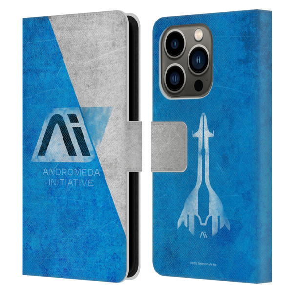 EA Bioware Mass Effect Andromeda Graphics Initiative Distressed Leather Book Wallet Case Cover For Apple iPhone 14 Pro