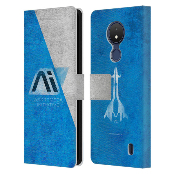 EA Bioware Mass Effect Andromeda Graphics Initiative Distressed Leather Book Wallet Case Cover For Nokia C21