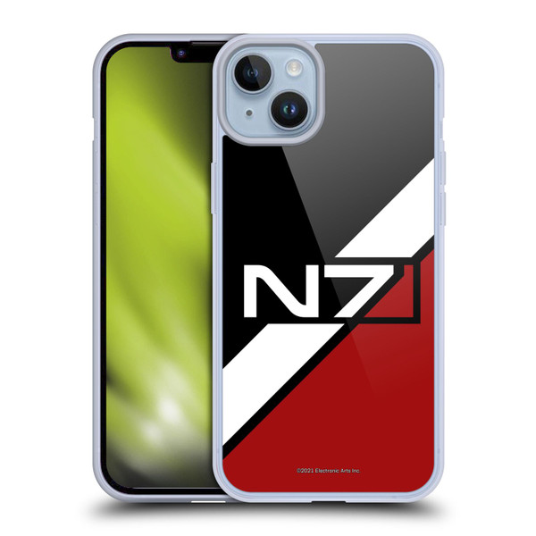 EA Bioware Mass Effect Graphics N7 Logo Stripes Soft Gel Case for Apple iPhone 14 Plus & MagSafe