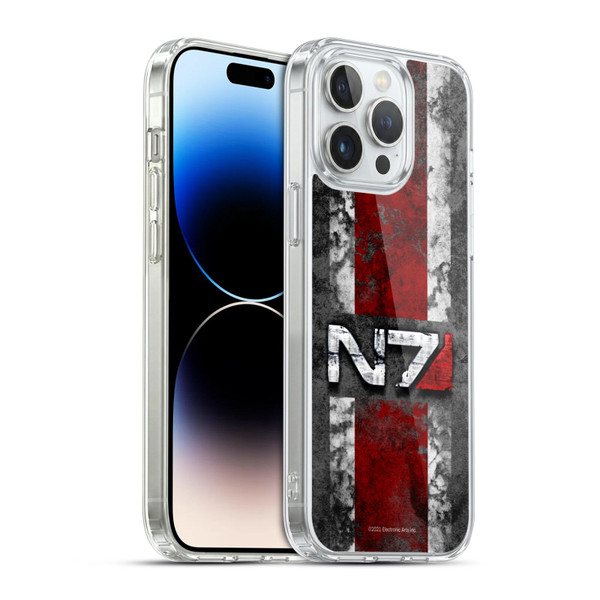 EA Bioware Mass Effect Graphics N7 Logo Distressed Soft Gel Case for Apple iPhone 14 Pro Max & MagSafe