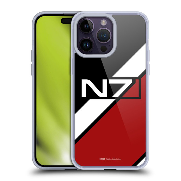 EA Bioware Mass Effect Graphics N7 Logo Stripes Soft Gel Case for Apple iPhone 14 Pro Max & MagSafe