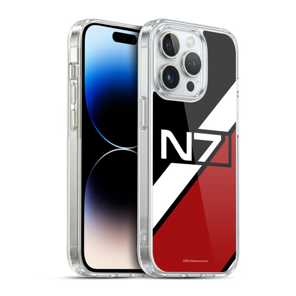 EA Bioware Mass Effect Graphics N7 Logo Stripes Soft Gel Case for Apple iPhone 14 Pro & MagSafe