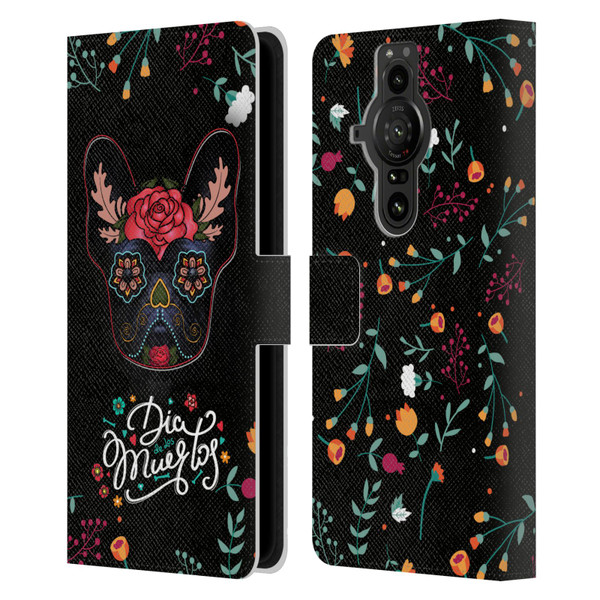 Klaudia Senator French Bulldog Day Of The Dead Leather Book Wallet Case Cover For Sony Xperia Pro-I