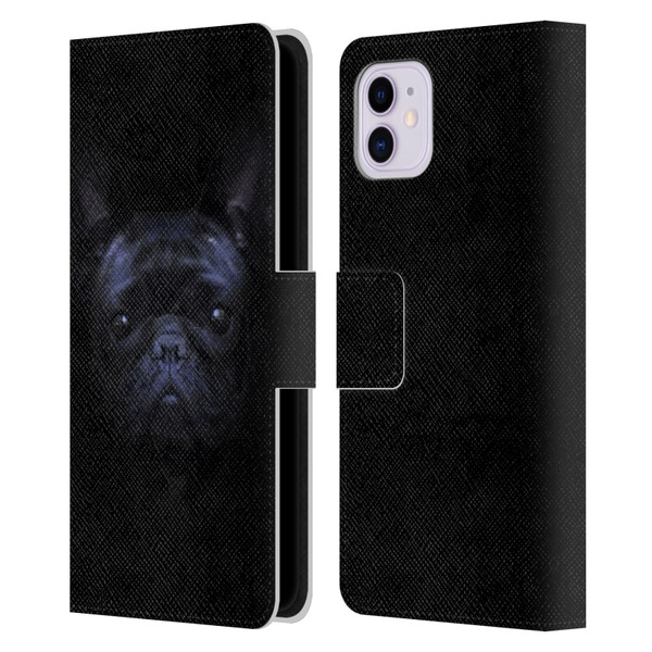 Klaudia Senator French Bulldog 2 Darkness Leather Book Wallet Case Cover For Apple iPhone 11
