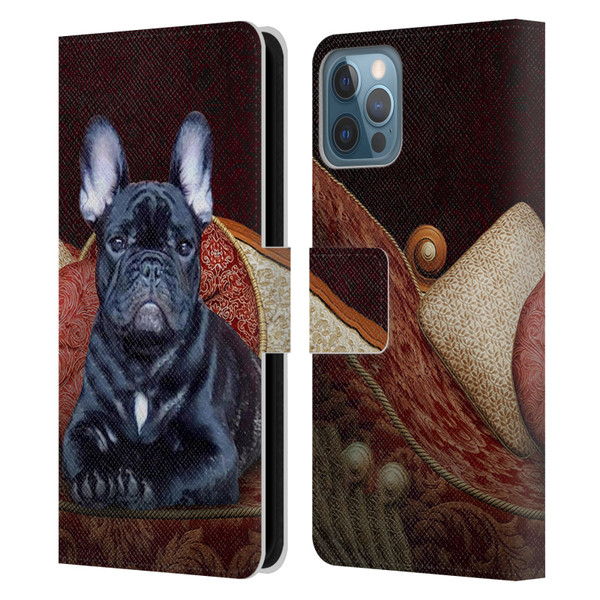 Klaudia Senator French Bulldog 2 Classic Couch Leather Book Wallet Case Cover For Apple iPhone 12 / iPhone 12 Pro