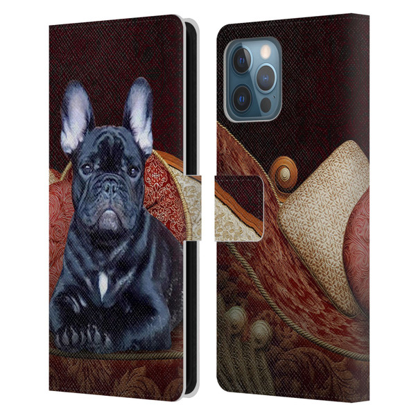 Klaudia Senator French Bulldog 2 Classic Couch Leather Book Wallet Case Cover For Apple iPhone 12 Pro Max