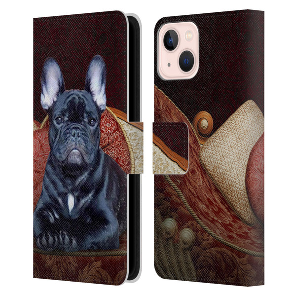 Klaudia Senator French Bulldog 2 Classic Couch Leather Book Wallet Case Cover For Apple iPhone 13