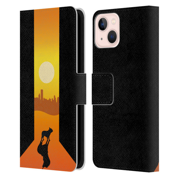 Klaudia Senator French Bulldog 2 Shadow At Sunset Leather Book Wallet Case Cover For Apple iPhone 13