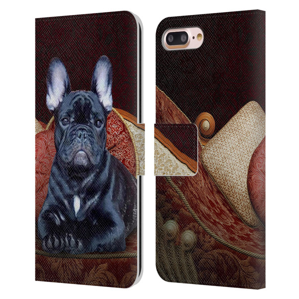 Klaudia Senator French Bulldog 2 Classic Couch Leather Book Wallet Case Cover For Apple iPhone 7 Plus / iPhone 8 Plus