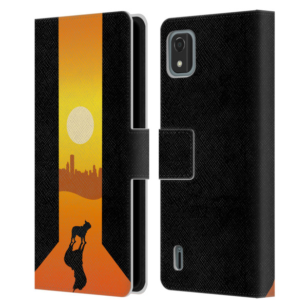 Klaudia Senator French Bulldog 2 Shadow At Sunset Leather Book Wallet Case Cover For Nokia C2 2nd Edition