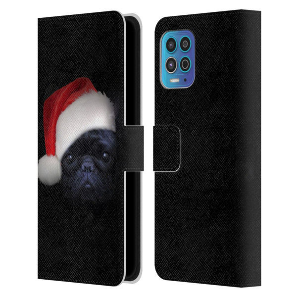 Klaudia Senator French Bulldog 2 Christmas Hat Leather Book Wallet Case Cover For Motorola Moto G100