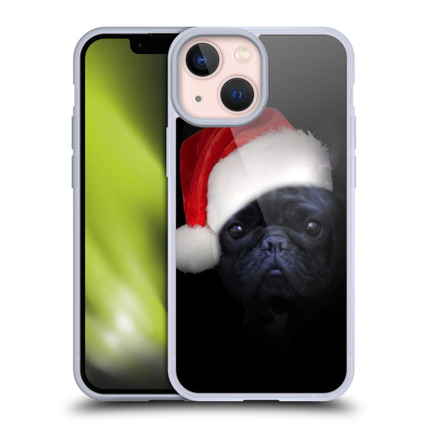 Klaudia Senator French Bulldog 2 Christmas Hat Soft Gel Case for Apple iPhone 13 Mini
