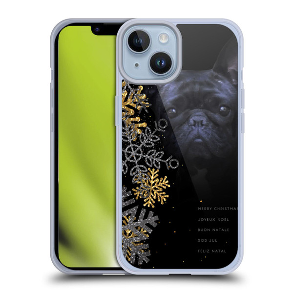 Klaudia Senator French Bulldog 2 Snow Flakes Soft Gel Case for Apple iPhone 14