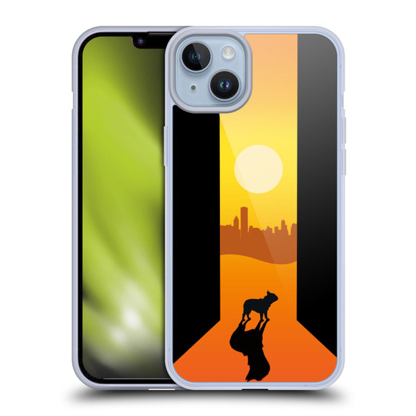 Klaudia Senator French Bulldog 2 Shadow At Sunset Soft Gel Case for Apple iPhone 14 Plus