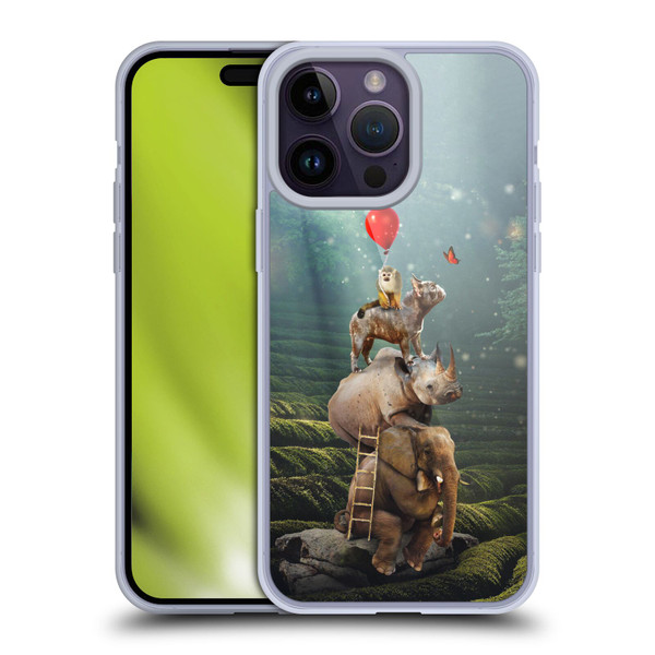 Klaudia Senator French Bulldog 2 Friends Reaching Butterfly Soft Gel Case for Apple iPhone 14 Pro Max