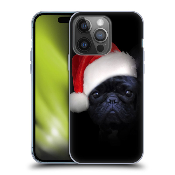 Klaudia Senator French Bulldog 2 Christmas Hat Soft Gel Case for Apple iPhone 14 Pro