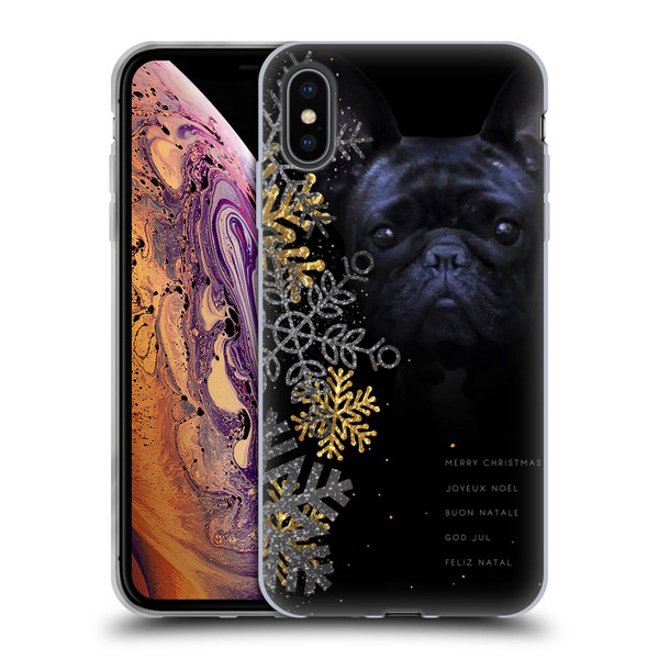 Klaudia Senator French Bulldog 2 Snow Flakes Soft Gel Case for Apple iPhone XS Max