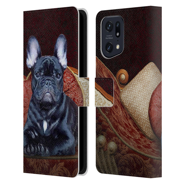 Klaudia Senator French Bulldog 2 Classic Couch Leather Book Wallet Case Cover For OPPO Find X5