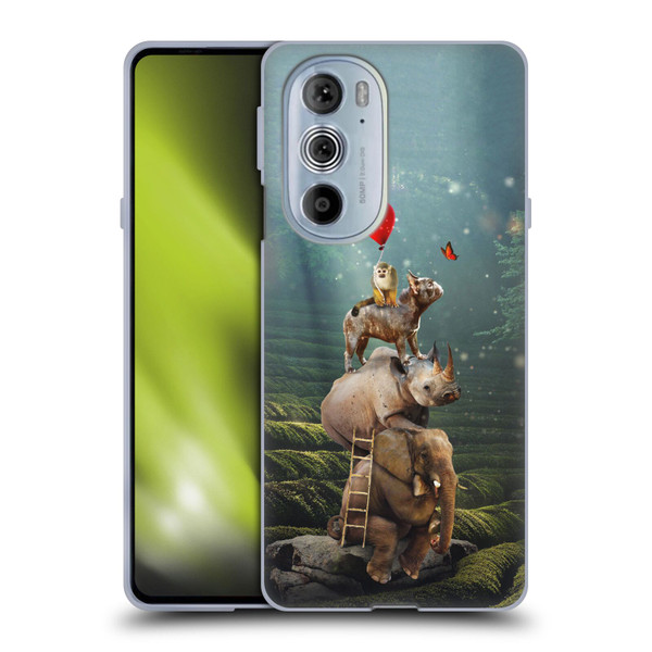 Klaudia Senator French Bulldog 2 Friends Reaching Butterfly Soft Gel Case for Motorola Edge X30