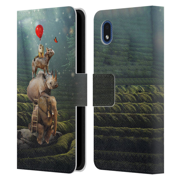 Klaudia Senator French Bulldog 2 Friends Reaching Butterfly Leather Book Wallet Case Cover For Samsung Galaxy A01 Core (2020)