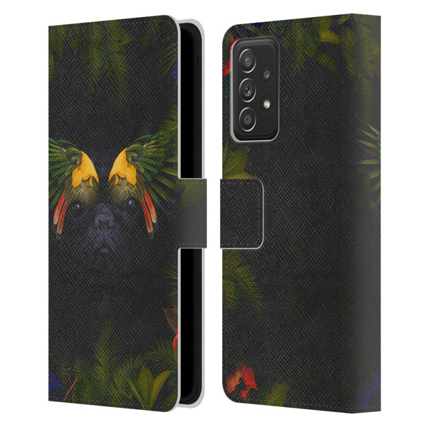 Klaudia Senator French Bulldog 2 Bird Feathers Leather Book Wallet Case Cover For Samsung Galaxy A53 5G (2022)