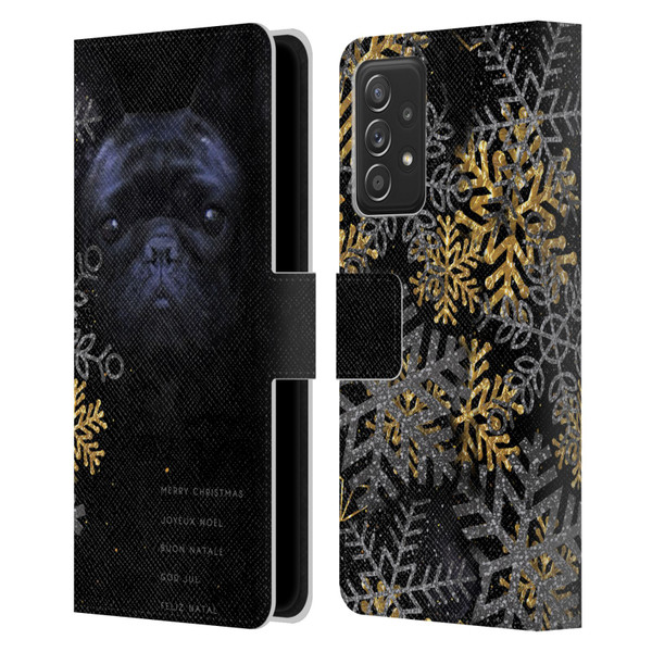 Klaudia Senator French Bulldog 2 Snow Flakes Leather Book Wallet Case Cover For Samsung Galaxy A53 5G (2022)