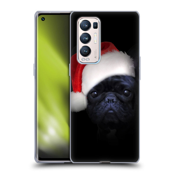 Klaudia Senator French Bulldog 2 Christmas Hat Soft Gel Case for OPPO Find X3 Neo / Reno5 Pro+ 5G
