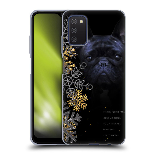 Klaudia Senator French Bulldog 2 Snow Flakes Soft Gel Case for Samsung Galaxy A03s (2021)