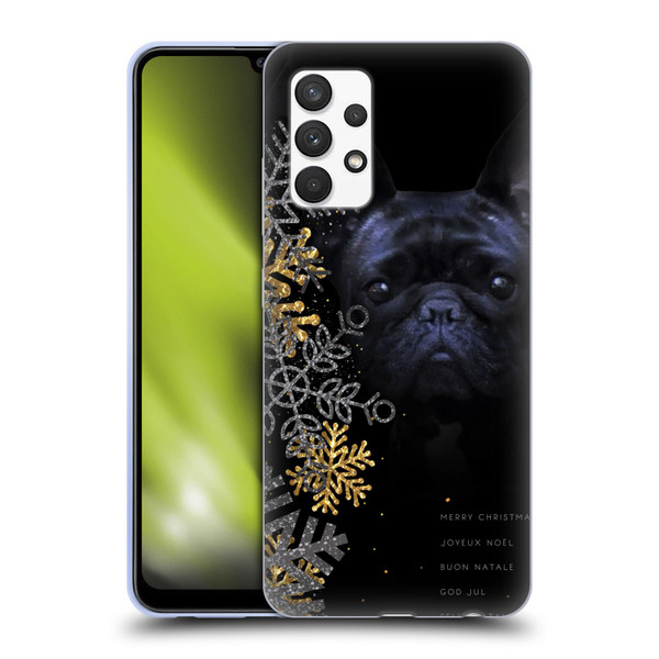 Klaudia Senator French Bulldog 2 Snow Flakes Soft Gel Case for Samsung Galaxy A32 (2021)