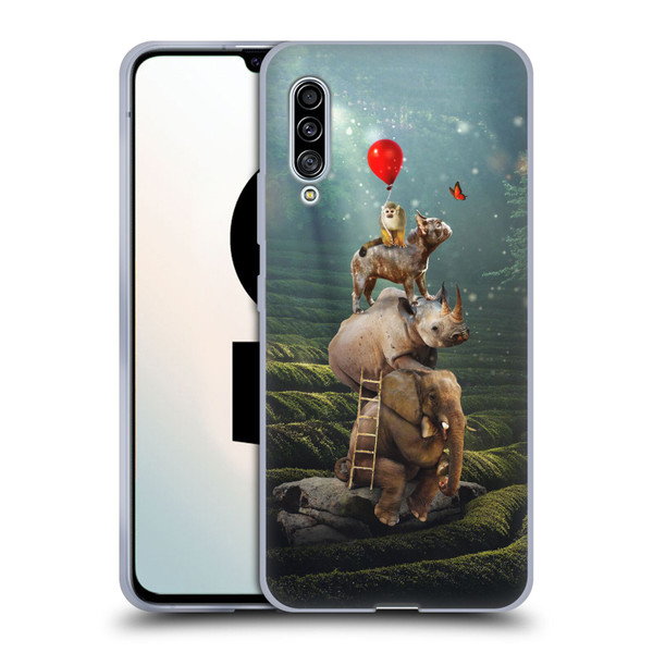 Klaudia Senator French Bulldog 2 Friends Reaching Butterfly Soft Gel Case for Samsung Galaxy A90 5G (2019)
