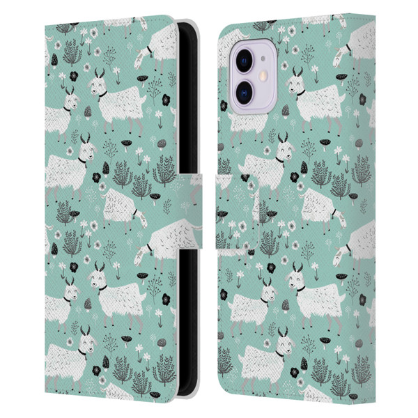 Andrea Lauren Design Animals Goats Leather Book Wallet Case Cover For Apple iPhone 11