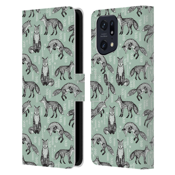 Andrea Lauren Design Animals Fox Leather Book Wallet Case Cover For OPPO Find X5
