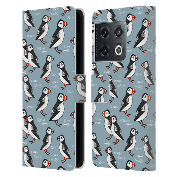 Andrea Lauren Design Birds Puffins Leather Book Wallet Case Cover For OnePlus 10 Pro