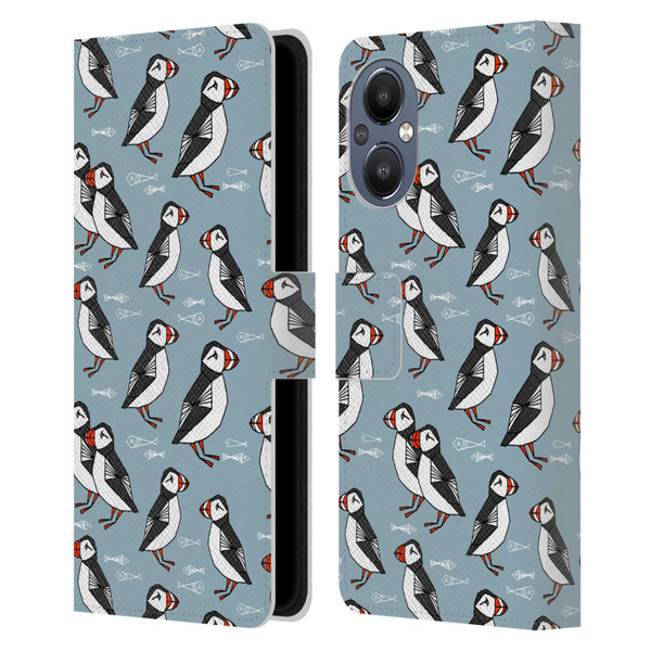 Andrea Lauren Design Birds Puffins Leather Book Wallet Case Cover For OnePlus Nord N20 5G