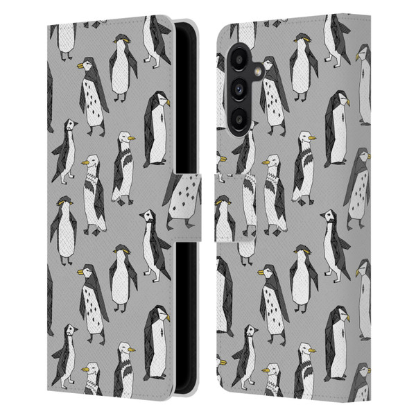 Andrea Lauren Design Birds Gray Penguins Leather Book Wallet Case Cover For Samsung Galaxy A13 5G (2021)