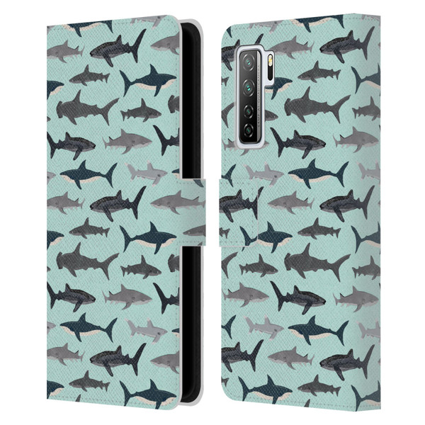Andrea Lauren Design Sea Animals Sharks Leather Book Wallet Case Cover For Huawei Nova 7 SE/P40 Lite 5G