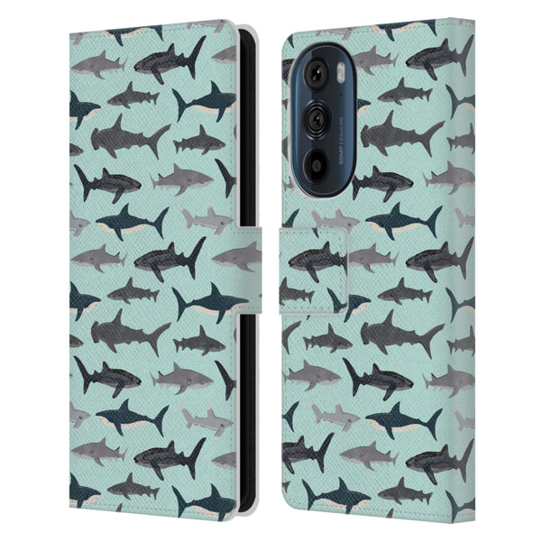 Andrea Lauren Design Sea Animals Sharks Leather Book Wallet Case Cover For Motorola Edge 30