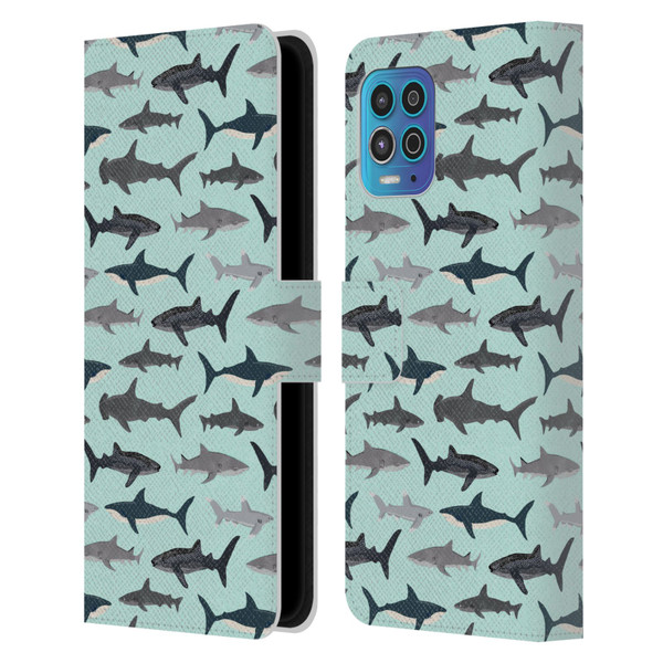 Andrea Lauren Design Sea Animals Sharks Leather Book Wallet Case Cover For Motorola Moto G100