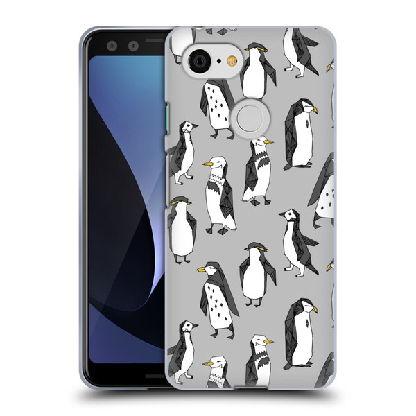 Andrea Lauren Design Birds Gray Penguins Soft Gel Case for Google Pixel 3