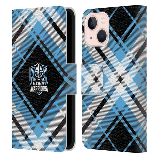 Glasgow Warriors Logo 2 Diagonal Tartan Leather Book Wallet Case Cover For Apple iPhone 13 Mini