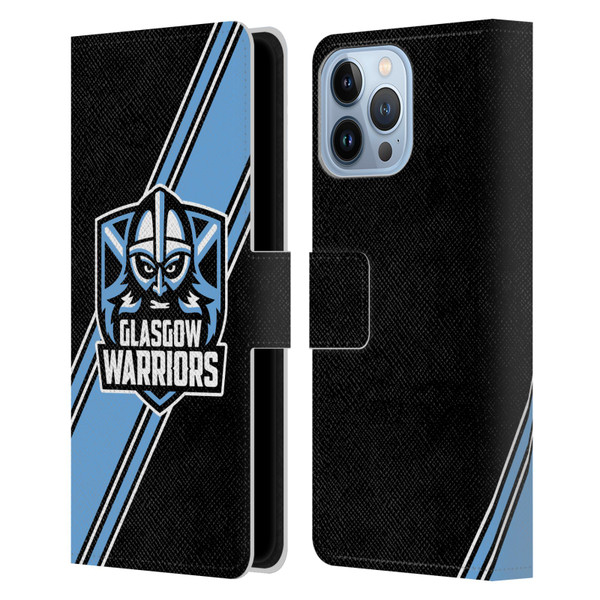 Glasgow Warriors Logo 2 Diagonal Stripes Leather Book Wallet Case Cover For Apple iPhone 13 Pro Max