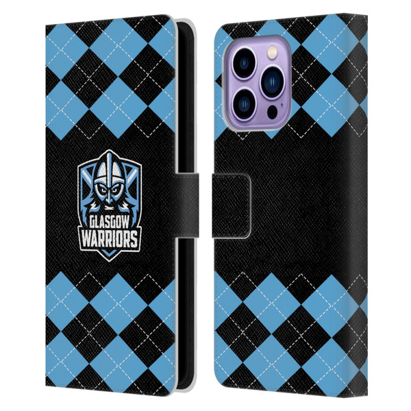 Glasgow Warriors Logo 2 Argyle Leather Book Wallet Case Cover For Apple iPhone 14 Pro Max