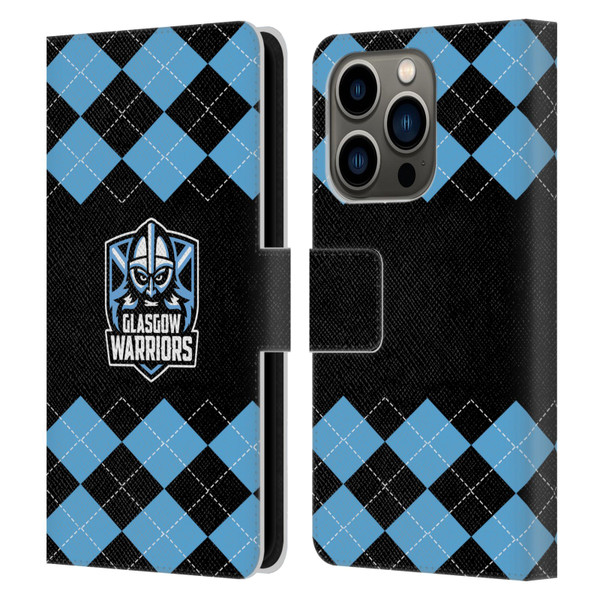 Glasgow Warriors Logo 2 Argyle Leather Book Wallet Case Cover For Apple iPhone 14 Pro