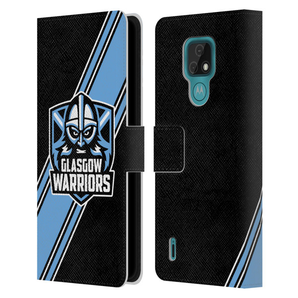 Glasgow Warriors Logo 2 Diagonal Stripes Leather Book Wallet Case Cover For Motorola Moto E7