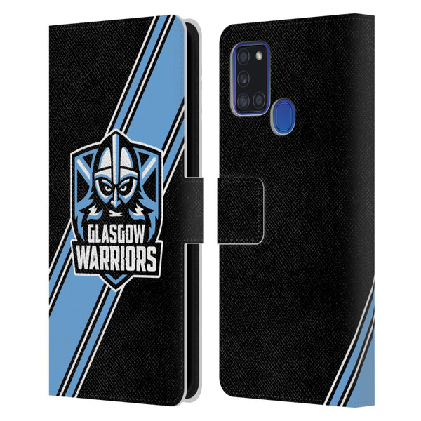 Glasgow Warriors Logo 2 Diagonal Stripes Leather Book Wallet Case Cover For Samsung Galaxy A21s (2020)