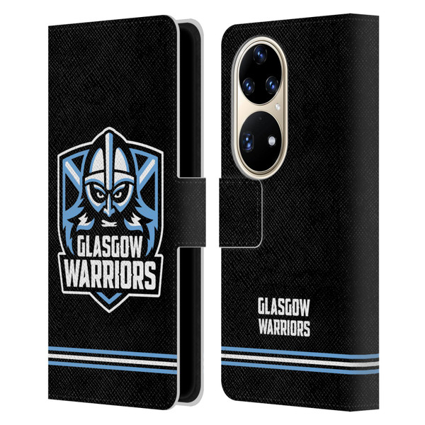 Glasgow Warriors Logo Stripes Black Leather Book Wallet Case Cover For Huawei P50 Pro